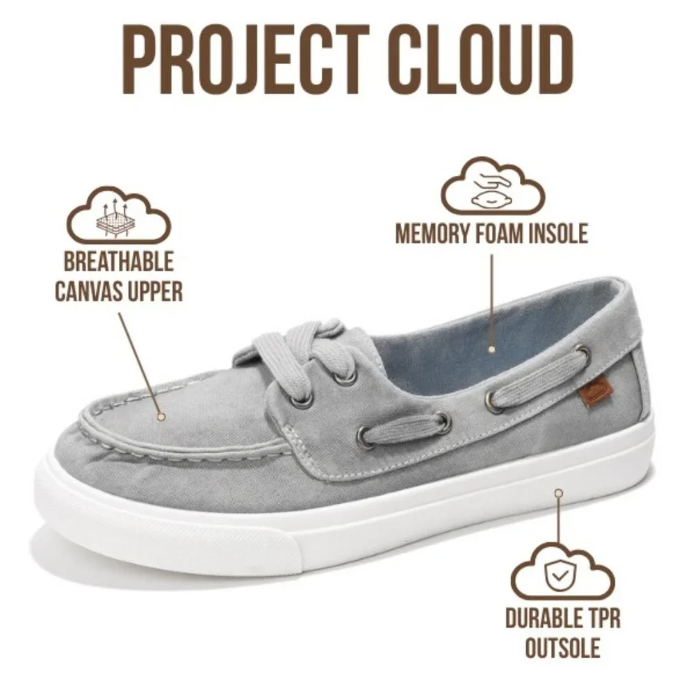 Project Cloud Seasalt Gray Memory Foam Canvas Boat Shoes Sneakers Women's 8 - Picture 4 of 8